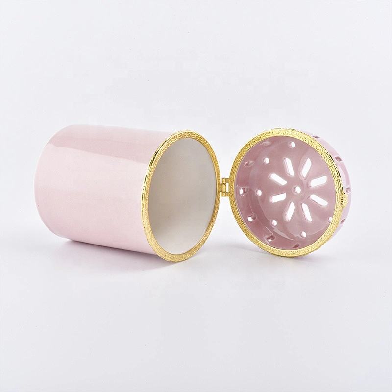 Pink Ceramic Candle Holder WIth Lids