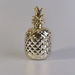 10oz Pineapple Ceramic Candle Jar With Lid