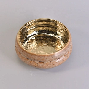 10oz 120z 14oz Sunny golden electroplated empty ceramic candle holders