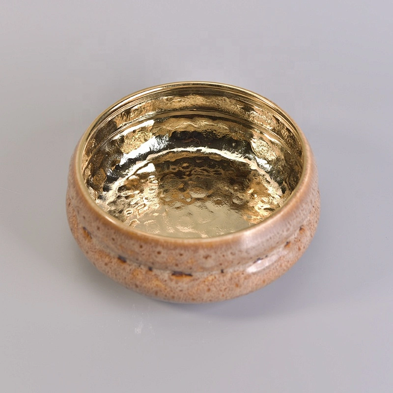 10oz 120z 14oz Sunny golden electroplated empty ceramic candle holders