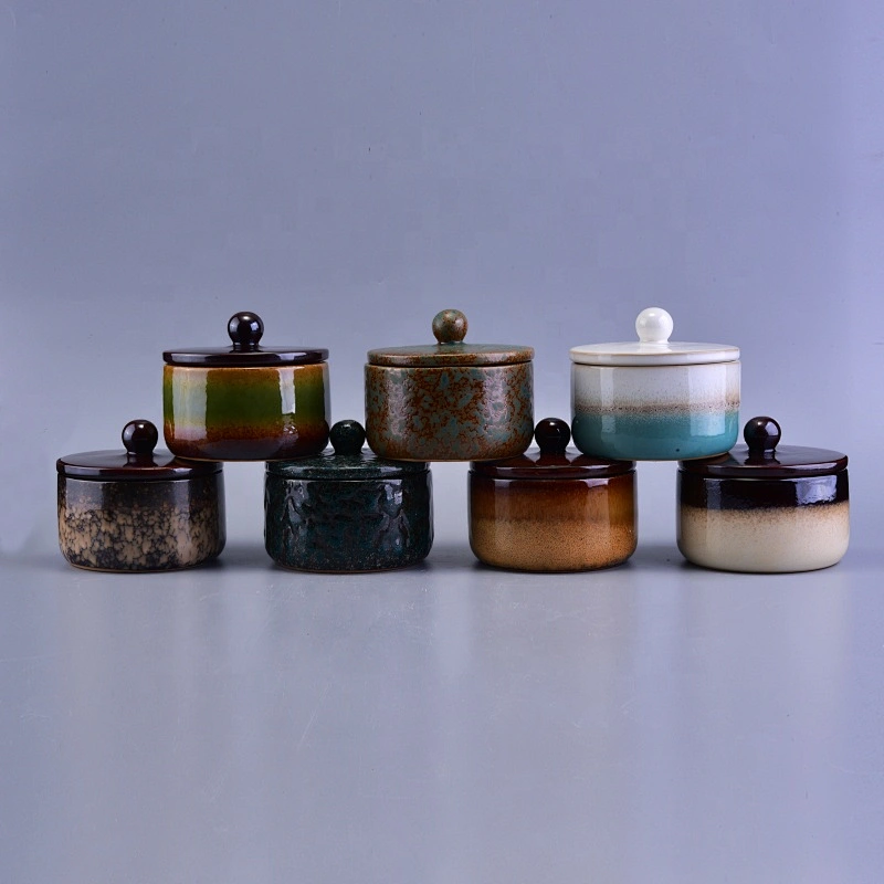 Wholesales round ceramic jar candle with lids 10oz 12oz