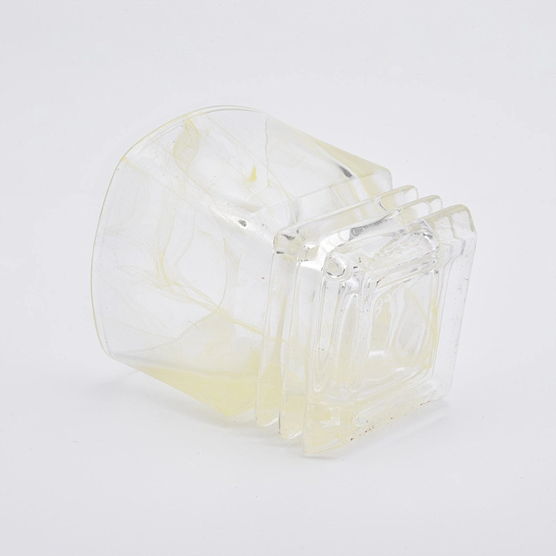 130ml smoke appearance yellow pigment glass candle jar for home decorations