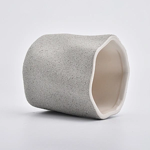 13oz Gray Sand Effect Ceramic Candle Holders Candle Vessels for Home Decor
