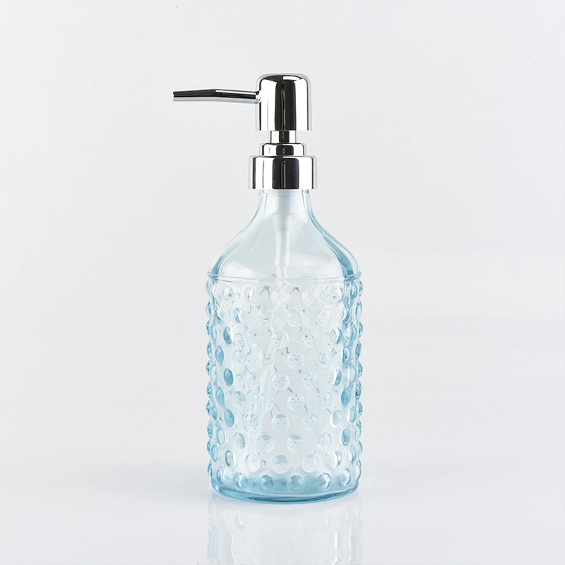 glass bath accessories spray blue glass lotion dispenser for bathroom