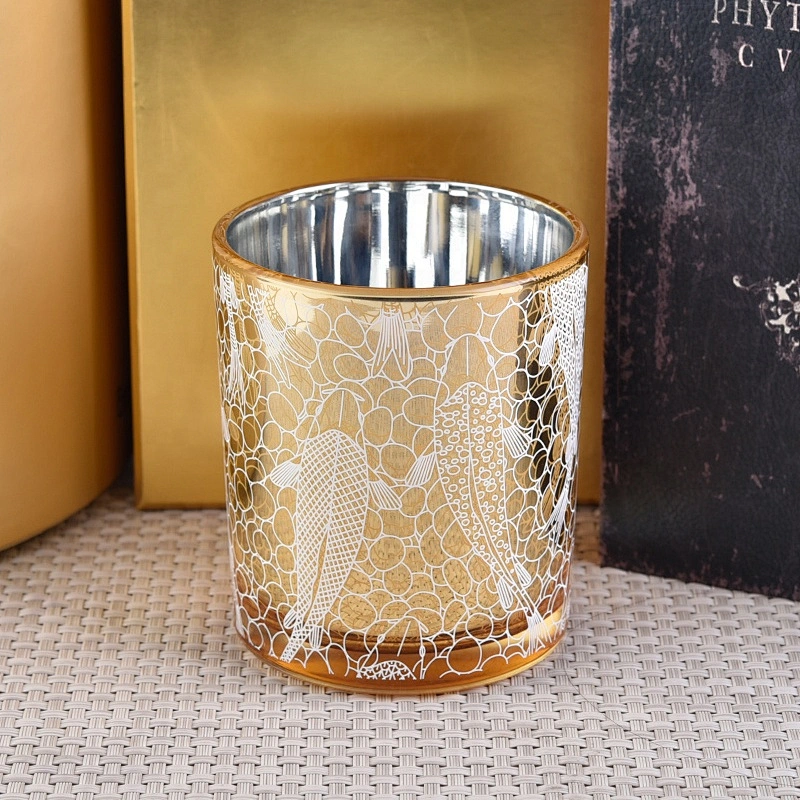 10oz Sunny new design gold luxury electroplated glass candle jars home decor