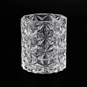 Luxury Diamond Geo Cut Cylinder Glass Candle Jars