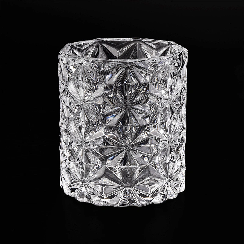Luxury Diamond Geo Cut Cylinder Glass Candle Jars