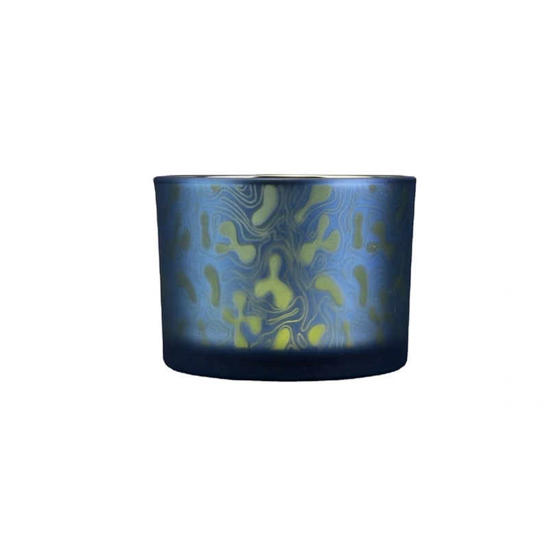 Sunny custom matte blue glass candle holder containers 10oz 12oz 16oz