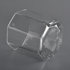 Home decoration scented hexagon scented wax glass candle jars 8oz 10oz