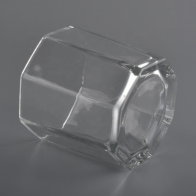 Home decoration scented hexagon scented wax glass candle jars 8oz 10oz