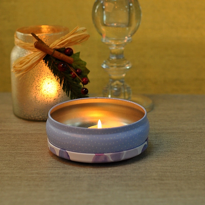 Flower empty voitve metal candle tin jars with lid