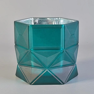 Luxury scented Hexagon custom colorful glass candle jar supplier