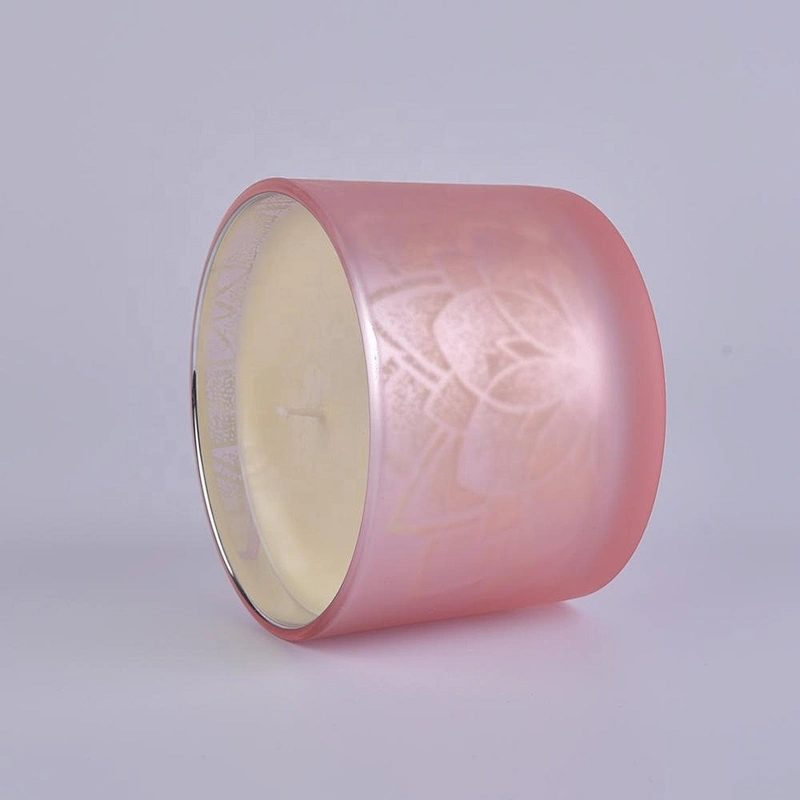 6oz 8oz 10oz matte pink glass jar candles with wooden lid