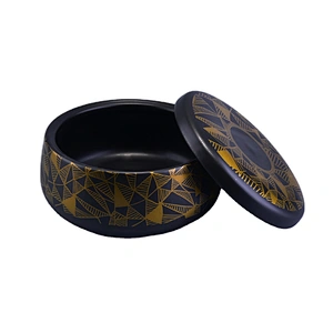 Suppliers round black ceramic candle holder jars with lid