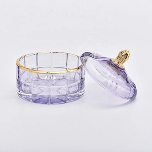 Luxury round votive long glass candle holders with lid
