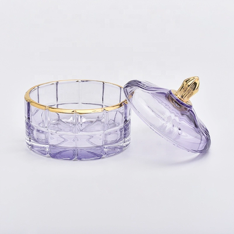 Luxury round votive long glass candle holders with lid