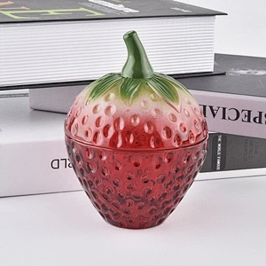 10oz 12oz Wholesales strawberry glass candle jar with lid