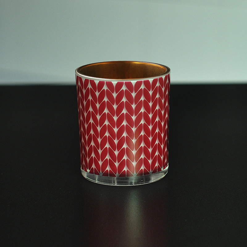 26+years brand cooperation 10oz flower printing custom glass candle holder