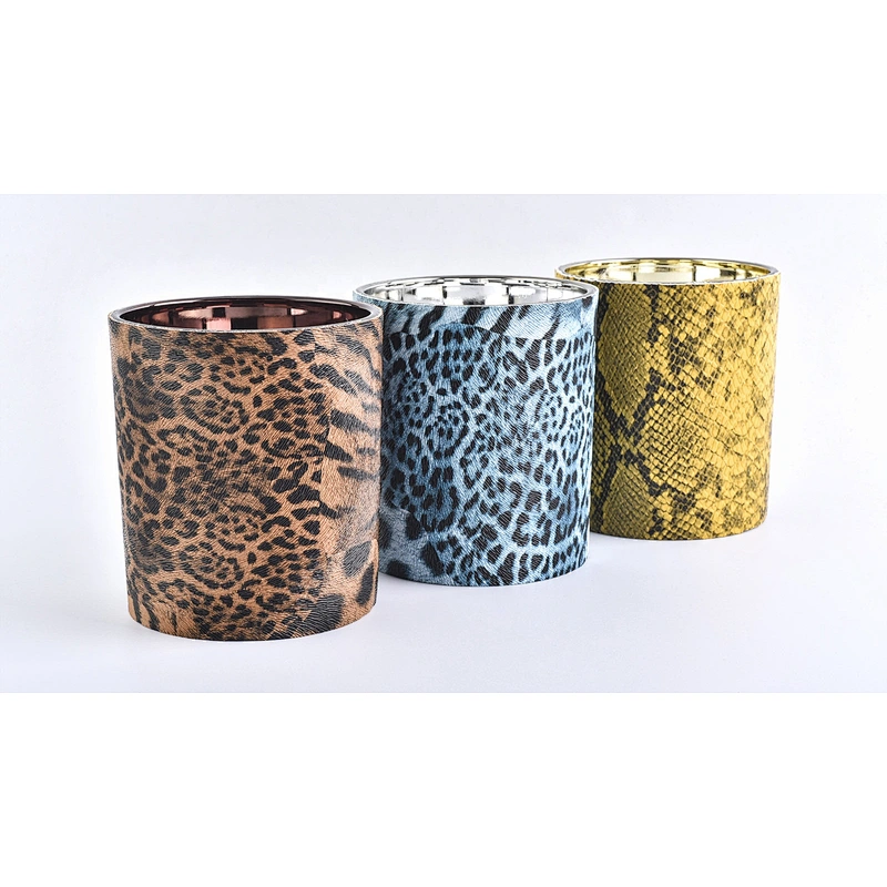 Wholesales brown luxury PU leather laser candle holders