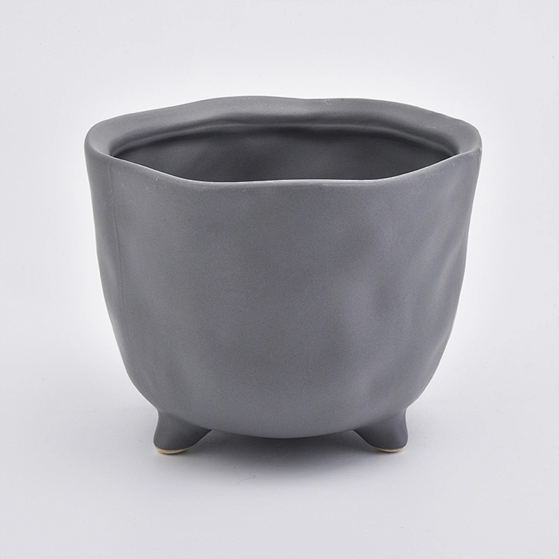 grey color luxury candle jar ceramic with legs