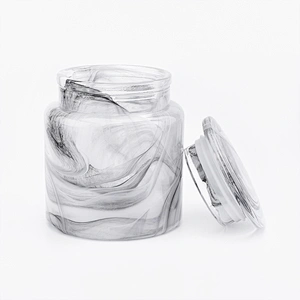 overlay glass bath accessories sets white and black glass jar with lid for bathroom
