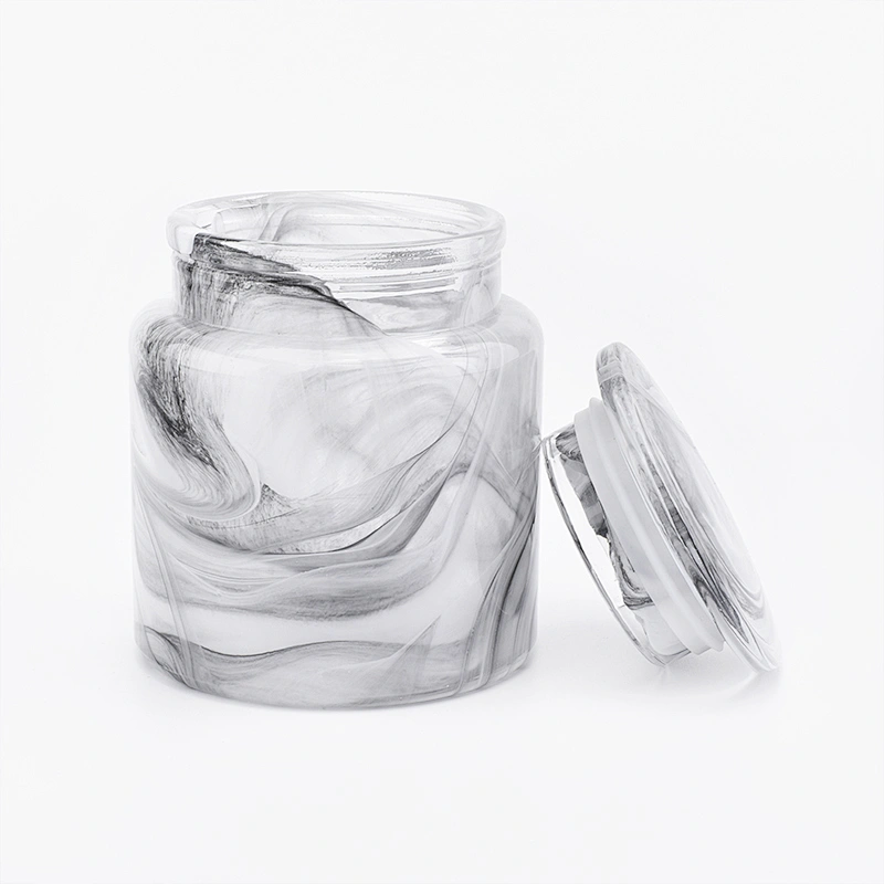 overlay glass bath accessories sets white and black glass jar with lid for bathroom