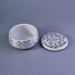 Sunny custom printing silver scented ceramic candle vessel with lid