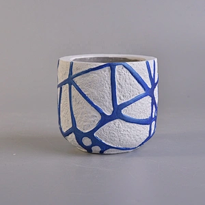 Wholesales decorative blue empty cement candle container 8oz 10oz