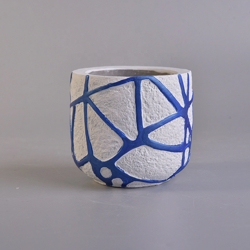 Wholesales decorative blue empty cement candle container 8oz 10oz