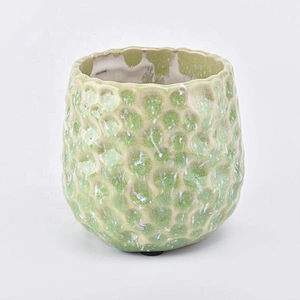Customized green ceramic candle jars in bulk