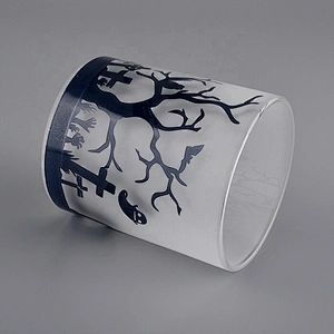 hot sales black printing glass candle jar