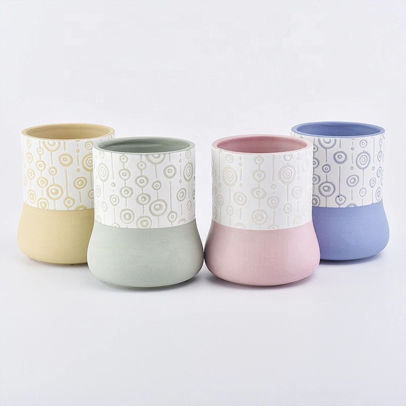 Wedding decoration blue matte votive candle ceramic jars