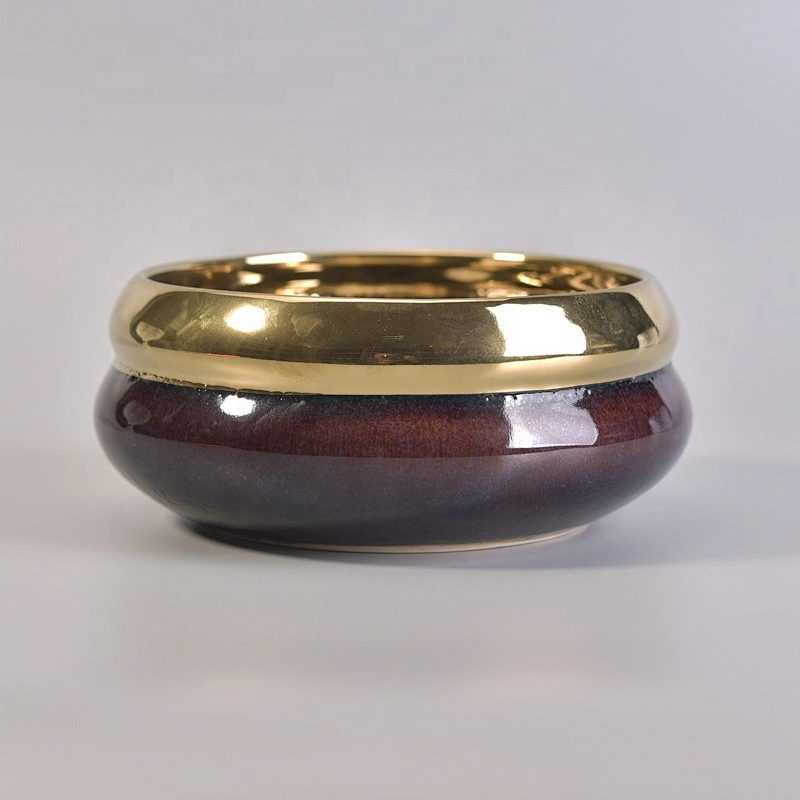 10oz 20oz Luxury decorative empty electroplated ceramic candle jar