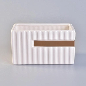 Hot sales custom square white ceramic candle holders in bulk