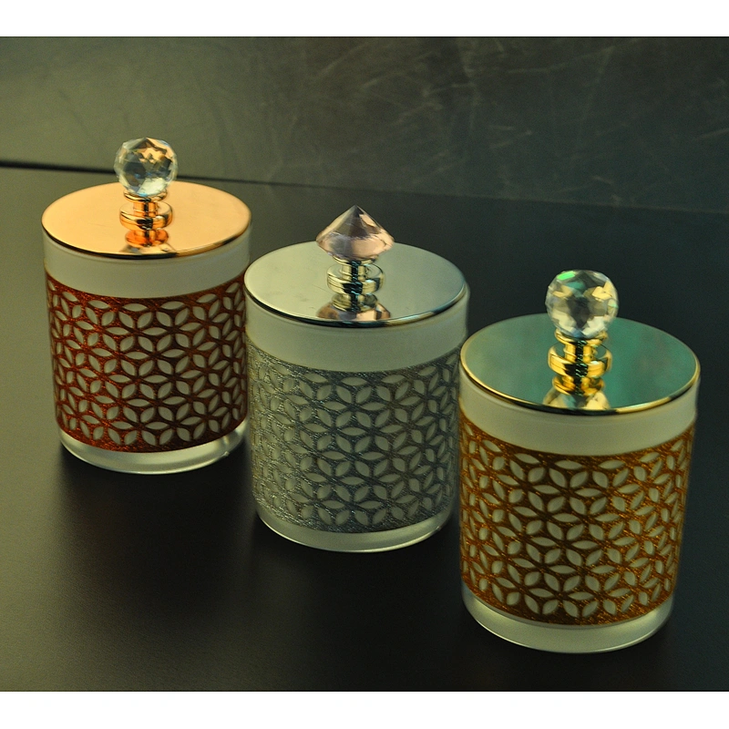 Luxury wax soy high tealight marble ceramic candle holder wtih gold lid