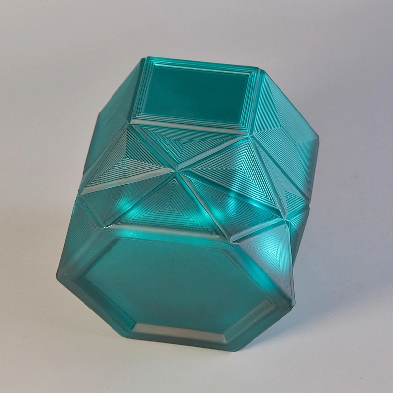Luxury scented Hexagon custom colorful glass candle jar supplier