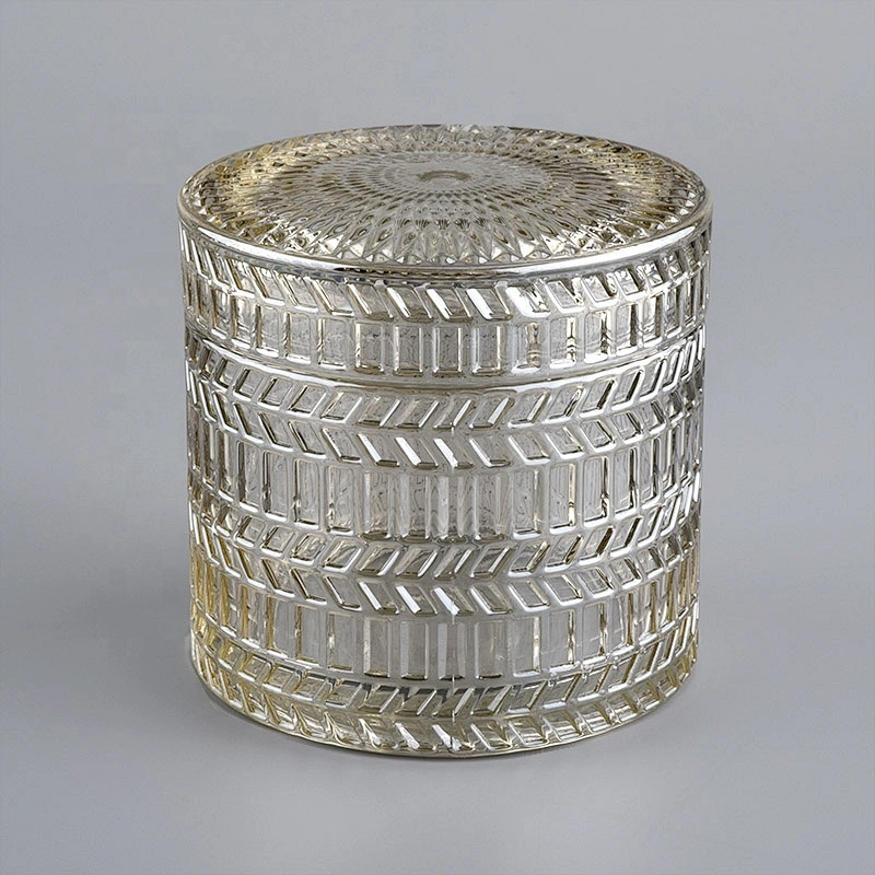 Luxury home decor glass candle jar with glass lid