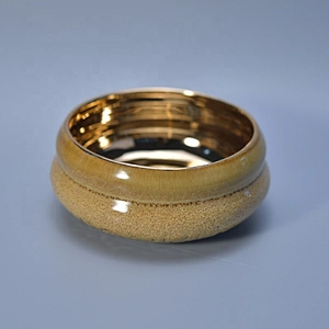 Wholesales customized large gold candle ceramic holder 10oz 20oz