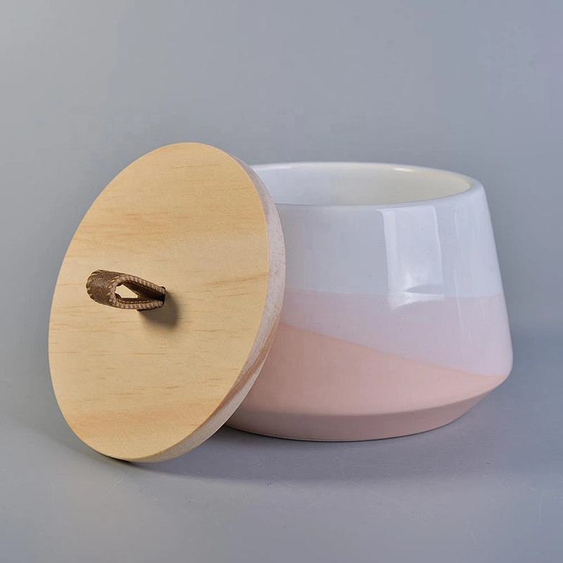 Wholesales Sunny custom candle ceramic container with wood lids
