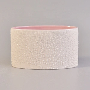 Wholesales oval bubble ceramic candle jar 10oz