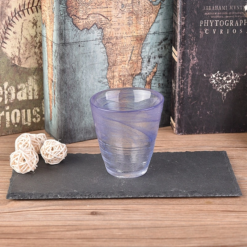 Wholesales blue high frosted glass candle vessel