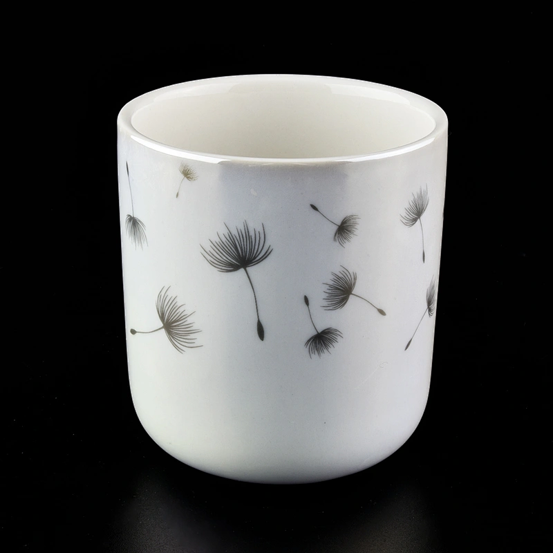 Wholesale White Ceramic Candle Jars with Decal Printing