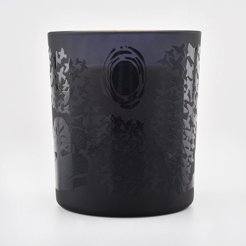 Sunny custom matte decorative black glass candle tumblers