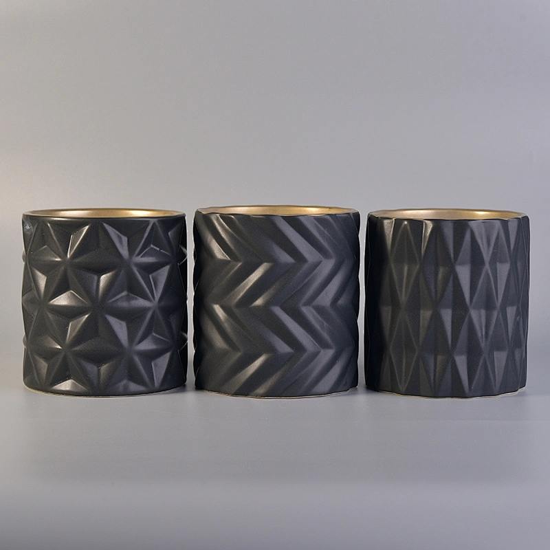 Luxury Matte Black Ceramic Candle Jar