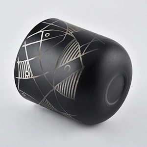 10oz Wholesales decorative tealight custom black ceramic candle holder jar