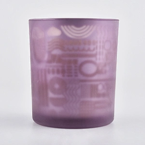 Wholesales electroplated purple frosted candle glass holder jars