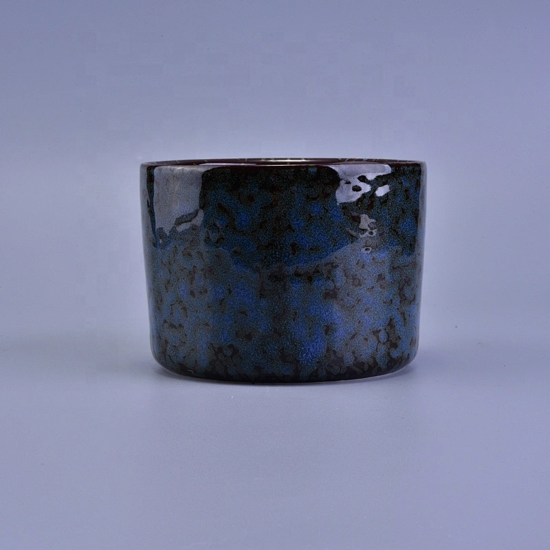 Handmade blue ceramic scented candle jar 400ml