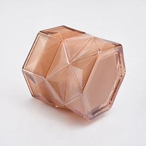 Sunny amber Hexagon decorative candle glass holder container