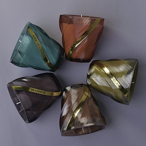 Hot sales tealight geo cut glass candle jar in bulk