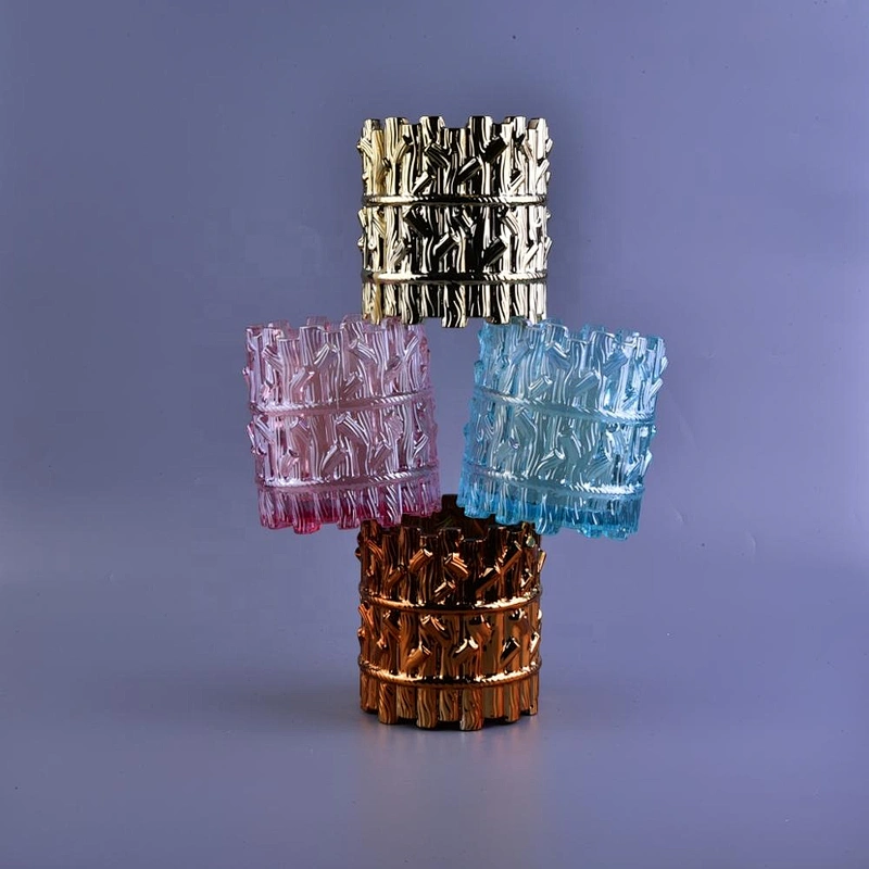 Luxury branch tree design gold crystal glass candle holders 8oz 10oz 12oz